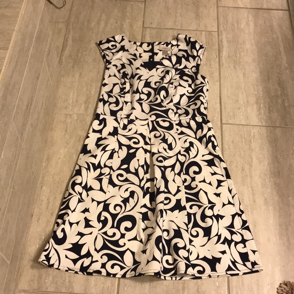Navy blue and white dress.